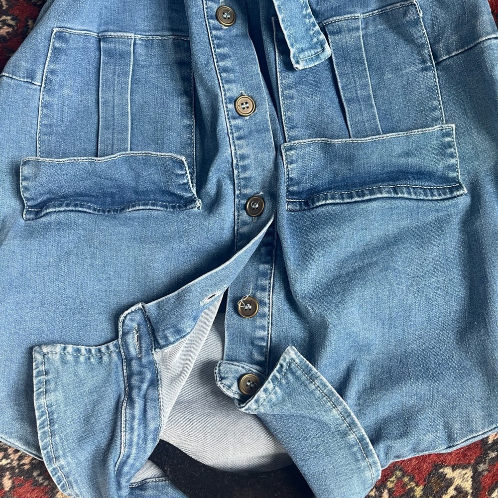 Stretchy Denim Romper - Picture 3 of 5